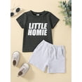 thumbnail image 2 of hirigin Baby Kids Boys Shorts Set, Short Sleeve Letters Print T-shirt with Elastic Waist Shorts Summer Outfit, 2 of 9