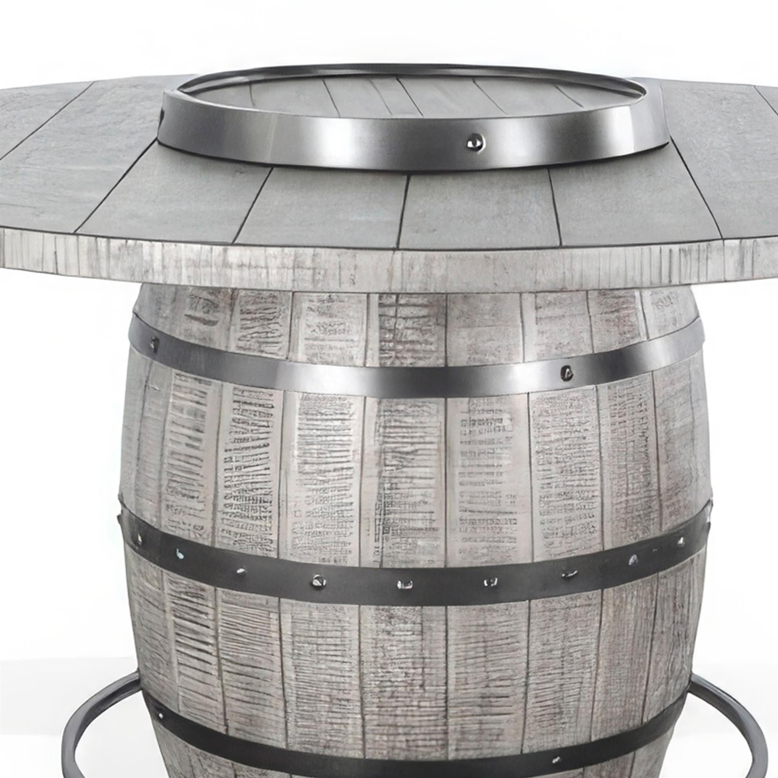 Zeka Counter Pub Dining Table, Gray Barrel Base w Lazy Susan, 54 Inch