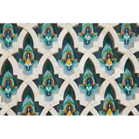 MOROCCO Hassan II Mosque Islamic Tile Detail Canvas Art - Walter Bibikow DanitaDelimont (35 x 23)