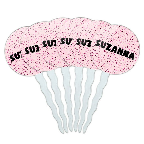 Suzanna Cupcake Picks Toppers - Set of 6 - Pink Speckles