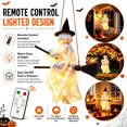 thumbnail image 2 of Clearance Hanging Ghost Decor, Halloween Decorations Light-Up Flying Ghost on Broomstick with Witch Hat, Witch Broom, Spooky Cute Outdoor Halloween Yard Decorations, 2 of 6