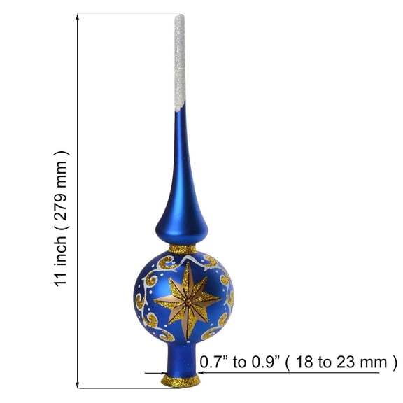 "Starry" Glass Christmas Tree Topper (blue)