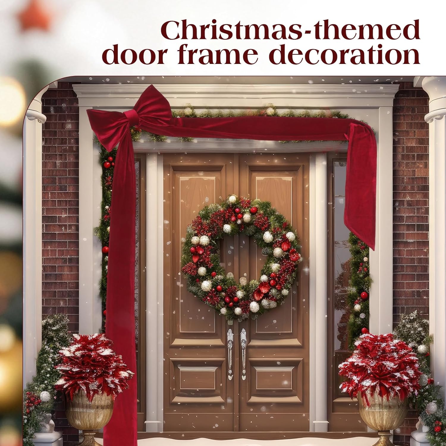 Christmas Tree Topper Bow 90x18 Inch Giant Large Velvet Bow with Long Streamers Huge Decorative Wrapping Gift Decor for Xmas Tree Front Door Patio Outdoor Wedding Arch