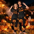 thumbnail image 6 of Family Halloween Pajamas Matching Sets, Black Simple Jack‑o‑Lantern Face Soft Short Sleeve Top and Long Pants Halloween Pajamas for Family, 2 Piece Holiday Sleepwear Halloween Family Pjs Set, 6 of 7