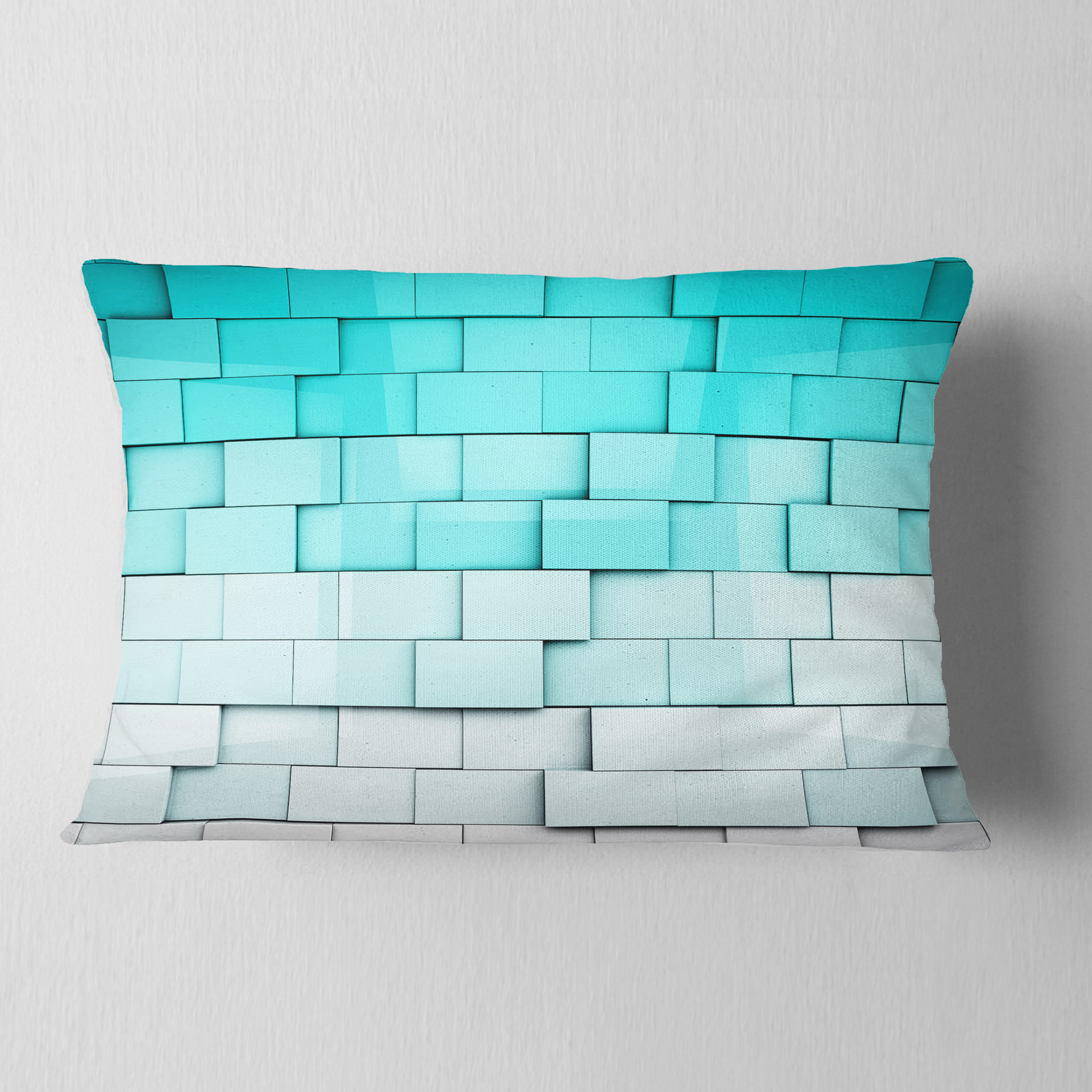 Designart Blue Mosaic Cubes - Contemporary Throw Pillow - 12x20