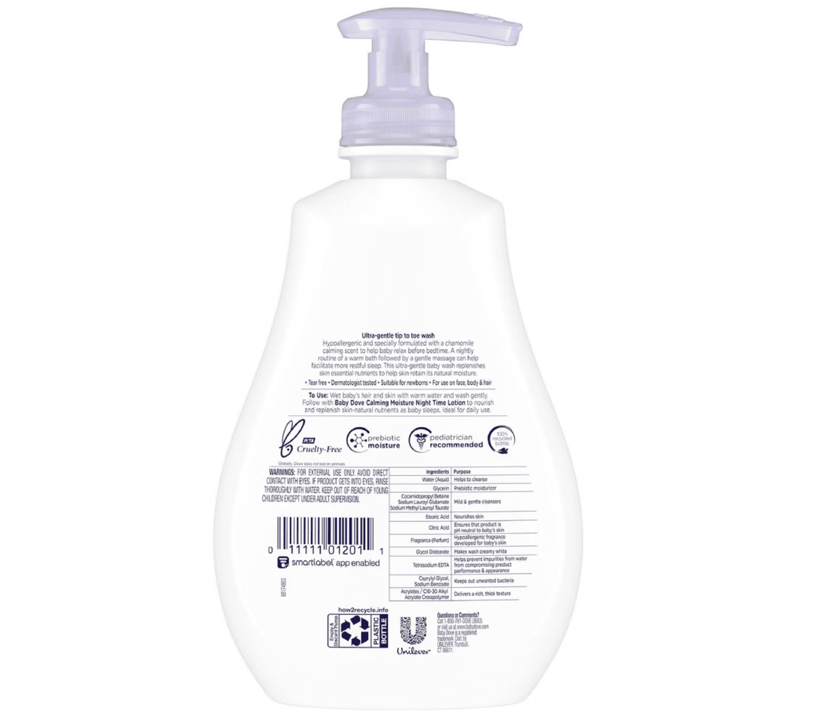 Baby Dove Sensitive Skin Care Nighttime Calming Moisture Liquid Body Wash, 13 Oz, 3 Pack