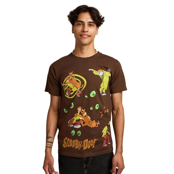 Scooby Doo Scooby Shaggy & Monsters Front & Back Art Men's Black Crew Neck Short Sleeve T-shirt-Medium