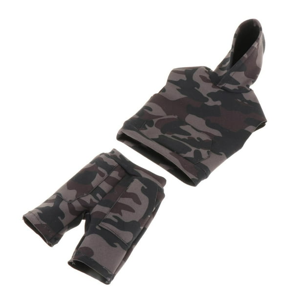 Ropa para muñecos masculinos a escala 1/6, uniforme, sudadera con capucha y pantalones cortos, disfraz para hombre Estilo C
