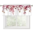 thumbnail image 6 of Burgundy Eucalyptus Leaves Valances Kitchen Curtains Rustic Watercolor Red Flower Floral Window Drapes Plant Botanical Bedroom Bathroom Living Room Treatment Tier Fabric 1 Panel 52Wx18H Inch, 6 of 6