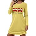 thumbnail image 3 of Aboser Christmas Nightgown for Women Long Sleeve Cotton Blend Sleepshirts Funny Wine Glass Printing Pajama Dress Casual Crew Neck Holiday Loungewear, 3 of 7