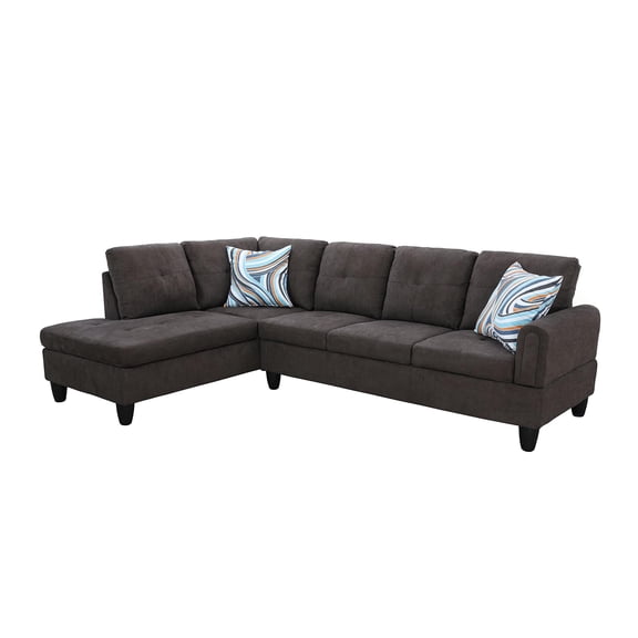 Star Home Living Marseille Linen Fabric Sectional Sofa Set in Dark Brown