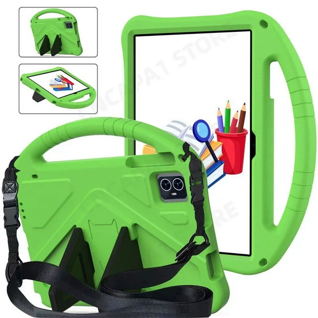 For Teclast M50HD M50 Pro HD 2023 10.1" Tablet PC Case Kids Safety Shockproof EVA Foam Portable Cover with Rear Kickstand Case with Strap-GN Teclast M50HD