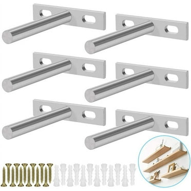 BUZIFU 6 Pcs Floating Shelf Brackets 3 Inch Blind Shelf Supports Heavy Duty Floating Shelves Brackets Concealed T Brackets Hidden Brackets for Wall Mounted Decoration Cabinet Furniture Shelf Support