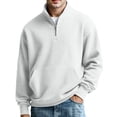 thumbnail image 3 of KKBOTIVE Men's Quarter Zip Polo Sweatshirt, Casual Stand Collared Top Long Sleeve Solid Color Pullover for Men Daily Fall Spring Outerwear ( White Size: XXXXXL ), 3 of 5