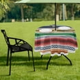 thumbnail image 6 of Coolnut 60" Mexican Fabric Pattern with Colorful Stripes Round Tablecloth 60In,Waterproof Round Table Cloths with Umbrella Hole and Zipper,Party Patio Table Covers for Outdoor Backyard /BBQ/Picnic, 6 of 7