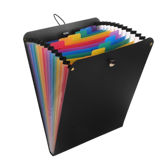 FOMIYES Black Vertical Accordion File Folder Organizer with 13 Compartments for Office Document Storage and Filing