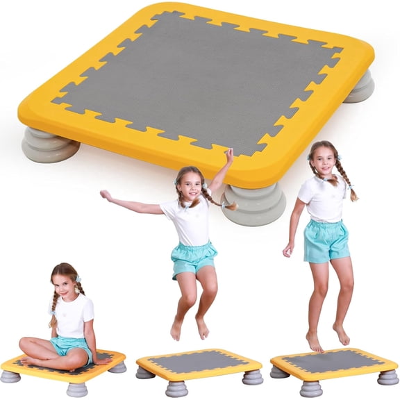 Blusea Mini Trampoline for Kids, 25 Inch Sensory Trampoline Bouncing Board, Balance and Bounce Jumping Toy Gift for 3-12 Boys Girls