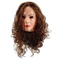 thumbnail image 1 of Máscara facial femenina de látex para Halloween con peluca, realista, 1 of 3