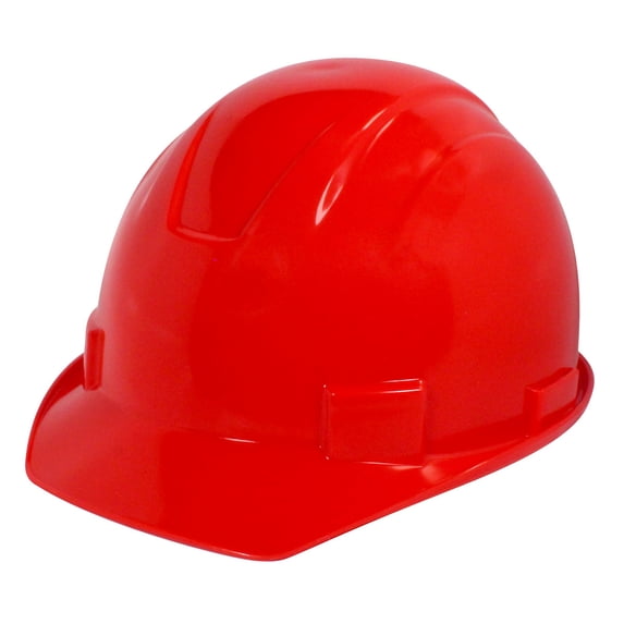 Rugged Blue Adult Male Defender 4-Point Ratchet Hard Hat Cap - Red