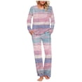 thumbnail image 2 of Puntoco Conjuntos de pijama cómodos para mujer Conjunto de pijama con parte superior y pantalón informal con estampado degradado para mujer, 2 of 5