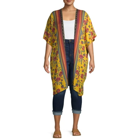 Romantic Gypsy Women's Plus Size Wide Sleeve Print Kimono
