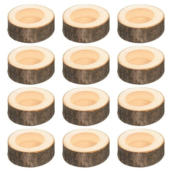 12Pcs Wooden Candle Holder,Votive Holder for Wedding for Table,Halloween Christmas Home Decor