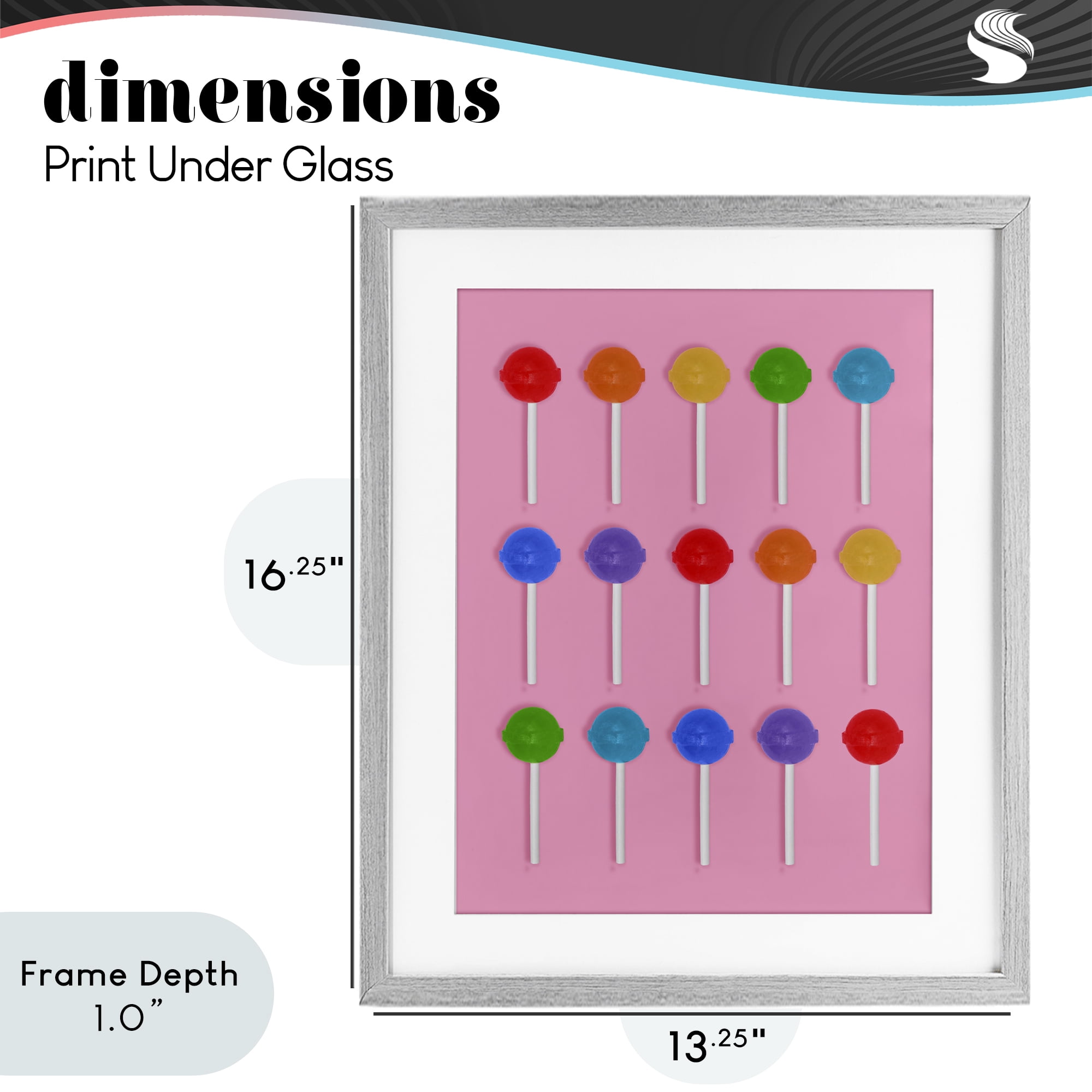 Stupell Industries Rainbow Lollipop Grid Gray Framed Print Under Glass, design by LISH Creative