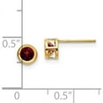 thumbnail image 4 of 14K Yellow Gold 4mm Oval Bezel January/Garnet Post Earrings (4 X 4) Made In India xbe1, 4 of 5
