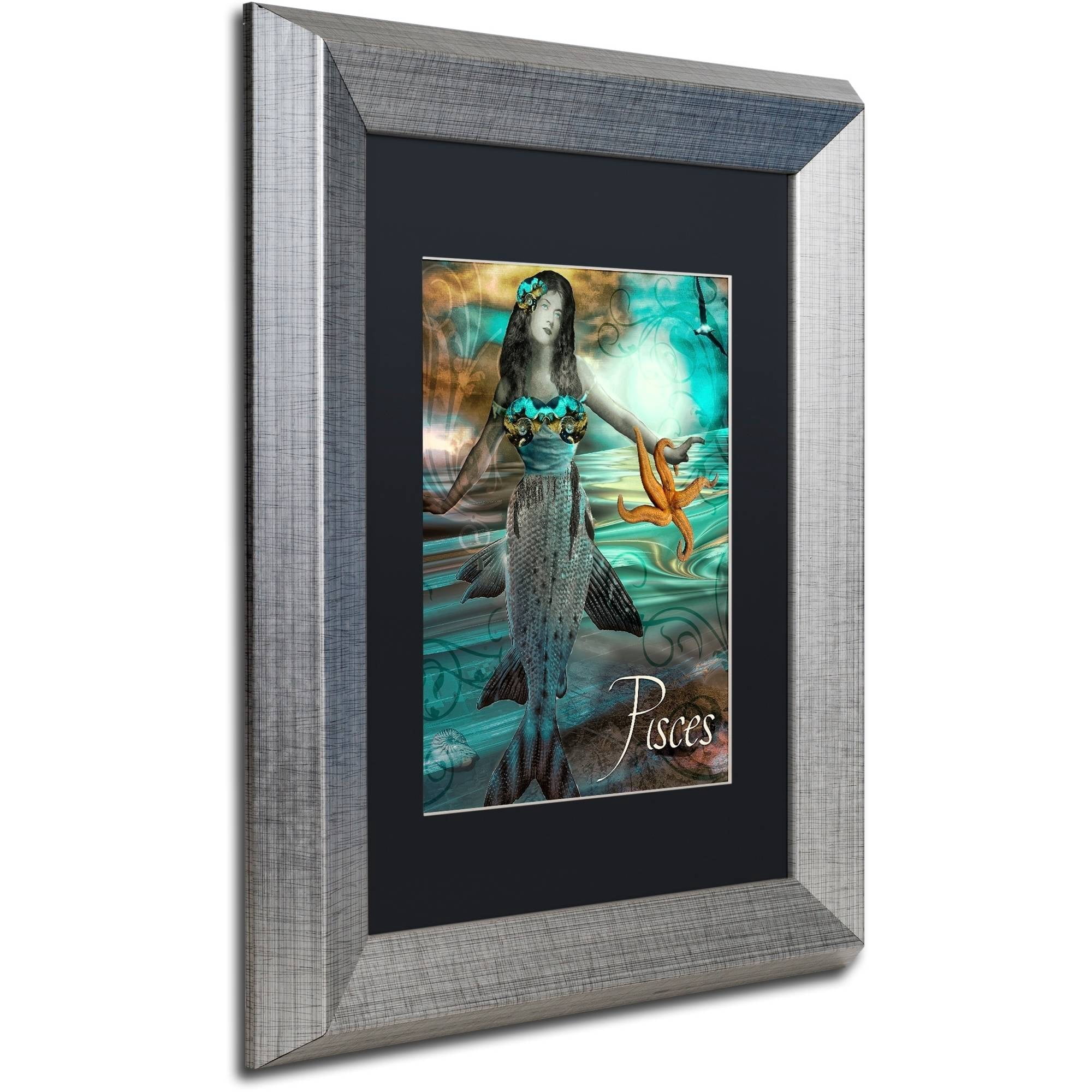 Trademark Fine Art "Art Nouveau Zodiac Pisces" Canvas Art by Color Bakery Black Matte, Silver Frame