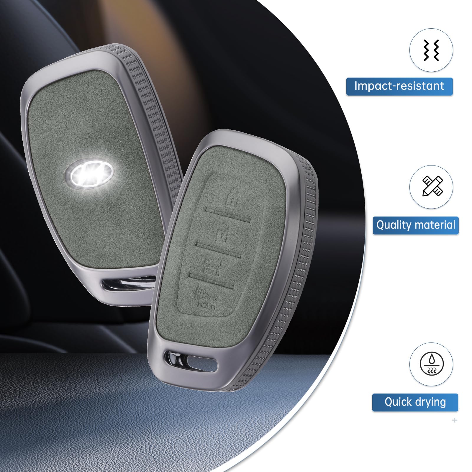 for Hyundai Key Fob Cover, Full Protection Key Case Shell Compatible with Hyundai Elantra Ioniq Sonata Tucson Elantra GT 4 Buttons