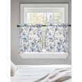 thumbnail image 5 of Blue Floral Birds Sheer Kitchen Tier Curtains 36 Inch length, Rod Pocket Half Curtains Short Drapes, Farmhouse Flowers Pastoral Light Filtering Chiffon Small Window Treatments 2 Panels 27.5"W x 36"L, 5 of 7