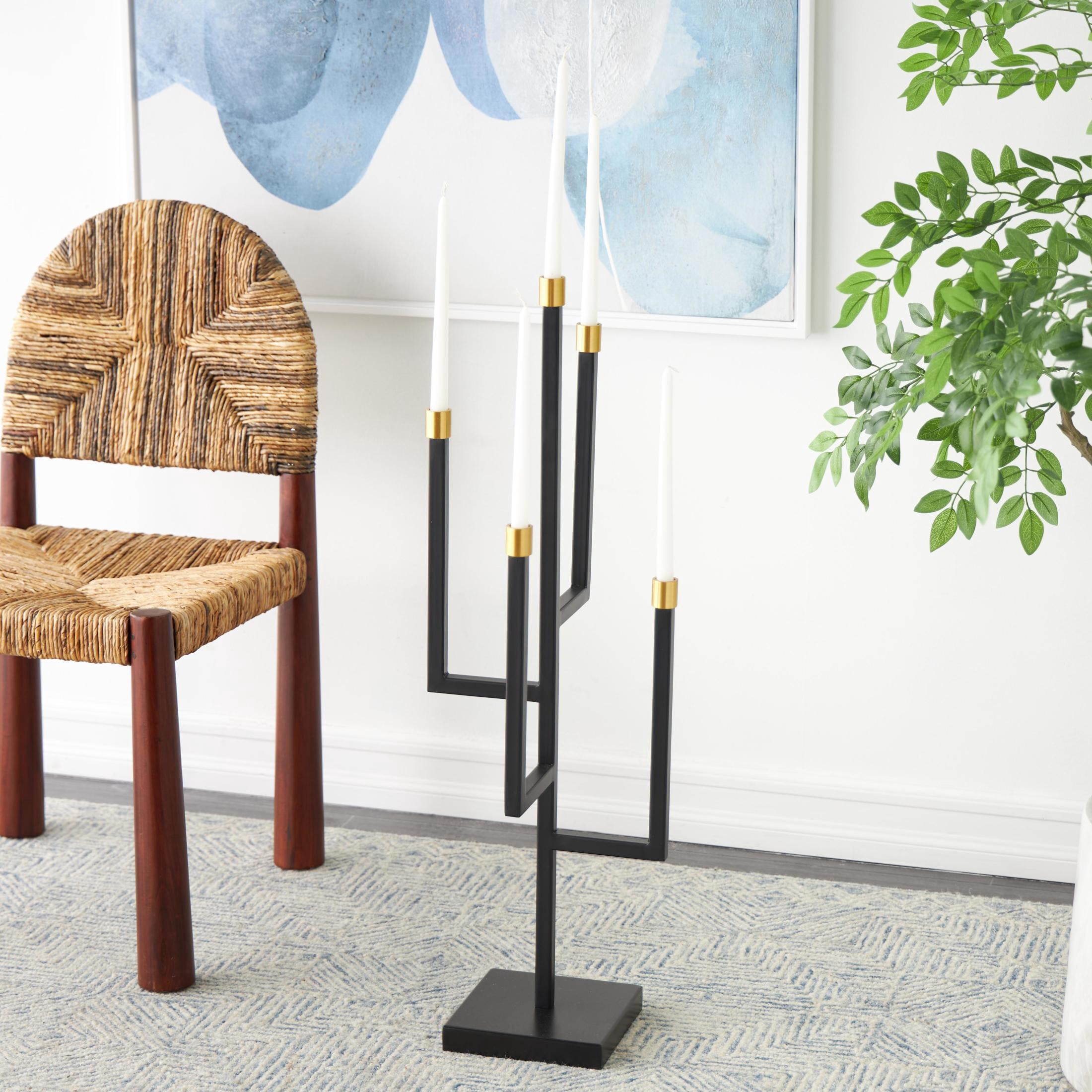 DecMode 5 Holder Black Metal Candelabra