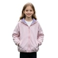 thumbnail image 3 of Miaoju Boys Girls Windbreaker Hooded Jacket Lightweight Packable Rain Coat Soft-Fabric for Comfort, with Pockets, Elastic Cuffs, Pink 9-10 Years, 3 of 9
