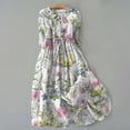 thumbnail image 2 of Pisexur Robe d'Automne pour Femme 2024 Mode Robe de Retour à la Maison à Imprimé Floral Manches Courtes Col Rabattu Robe Maxi Décontractée Fluide Tunique à Col en V Boutonnée avec Cordon Robe de Vacances Robe Grande Taille P-4TG, 2 of 3