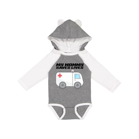 Inktastic My Mommy Saves Lives Ambulance Boys or Girls Long Sleeve Baby Bodysuit