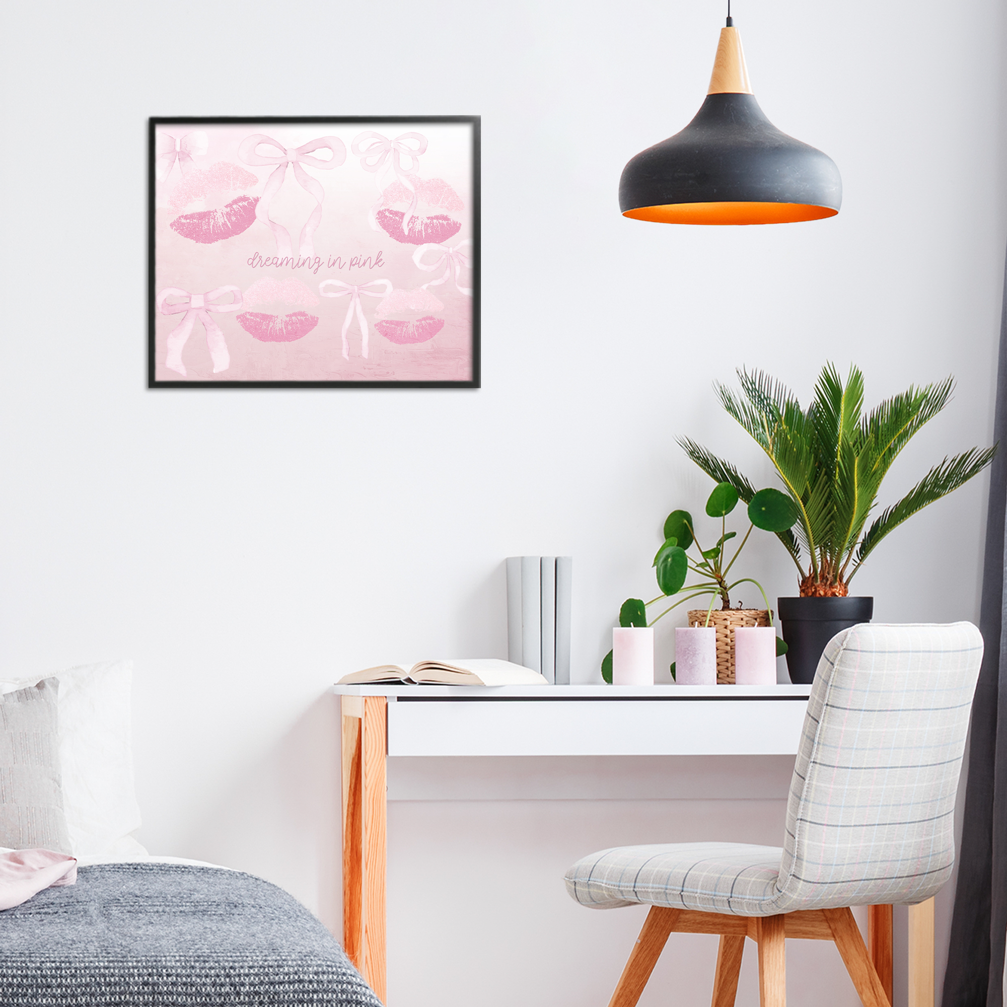 Dreaming In Pink Black Framed Giclee Art, design by Kim Allen
