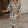 thumbnail image 2 of Herrnalise Women’s Dresses Summer 2024 Casual Long Sleeve Printed V-Neck Waist Dresses S-2XL, 2 of 5