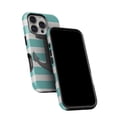 thumbnail image 5 of DesignSkinz Scratch-Resistant Hard Slim Case Compatible with iPhone 12 Pro (Compatible with MagSafe) - Teal Stripes with Gray Nautical Anchor, 5 of 9