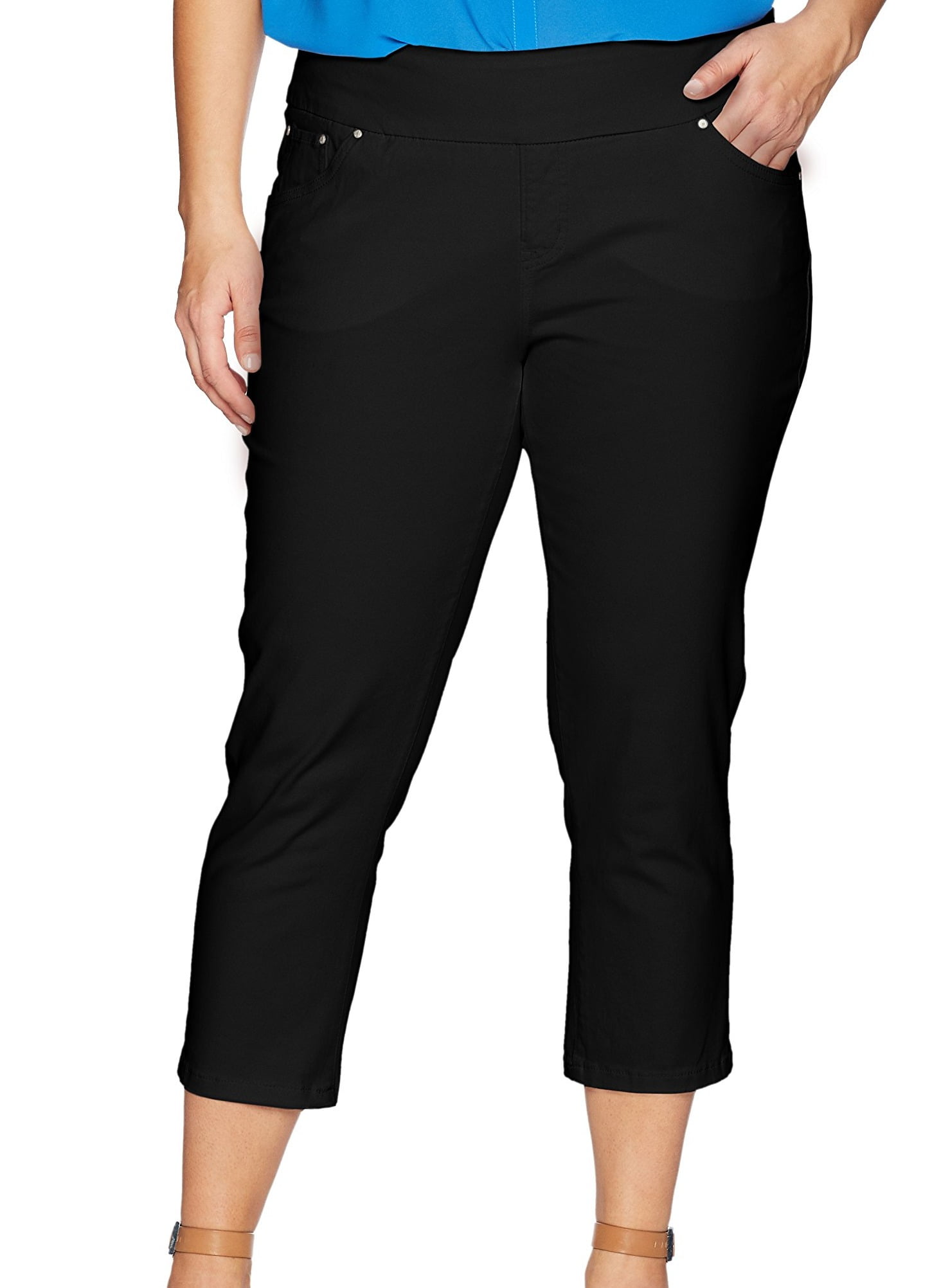 Womens Plus StraightLeg Cropped Stretch Pants 16W