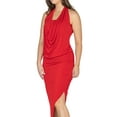 thumbnail image 4 of 24seven Comfort Apparel Womens Cowl Neck Long Asymmetrical Backless Halter Dress-R0066307-RED-L, 4 of 8