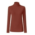 thumbnail image 4 of BiZtdJrK Womens T Shirts Turtleneck Long Sleeve Casual Tee Shirt Slim Fit Solid Basic Tees Lightweight Comfy Lounge Tops Birthday Gift Red XXL, 4 of 6