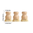 3Pcs Bamboo Handle Sisal Scrub Brushes, Natural Fiber Non Scratch ...