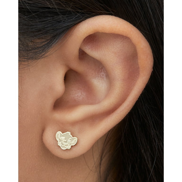 Disney The Lion King Women s 14K Yellow Gold Textured Simba Stud