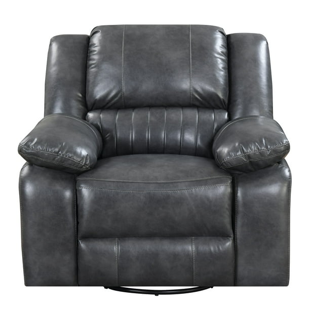 Emerald Home Navaro Gray Recliner with Swivel Glider, Faux Leather