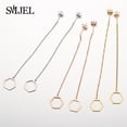 thumbnail image 2 of SMJEL-pendientes colgantes geométricos coreanos para mujer, aretes largos de acero sin aguja, cadena de borla, joyería, 2 of 2