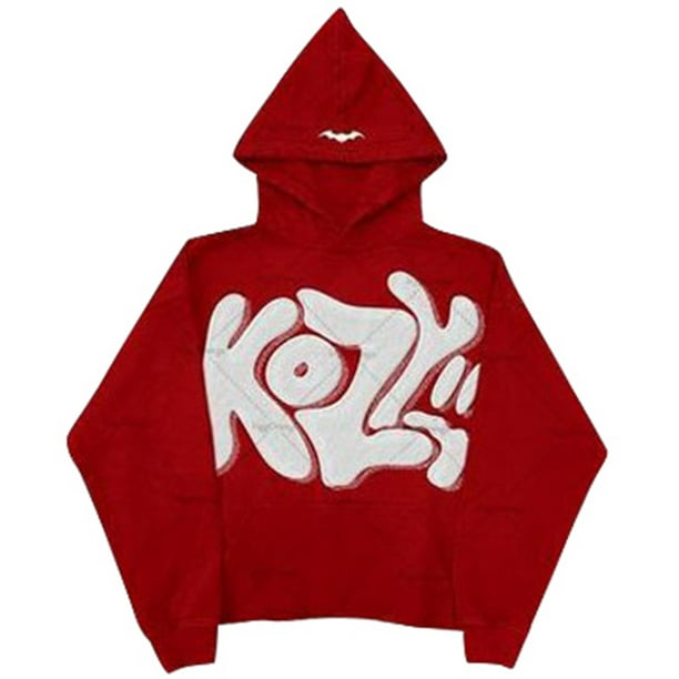 MHFRRA Sudadera con Capucha Gráfica para Uso Informal Diseño Elegante con Estampado de Espuma Cómoda y Cálida para Uso Diario y Actividades Al Aire Libre Rojo