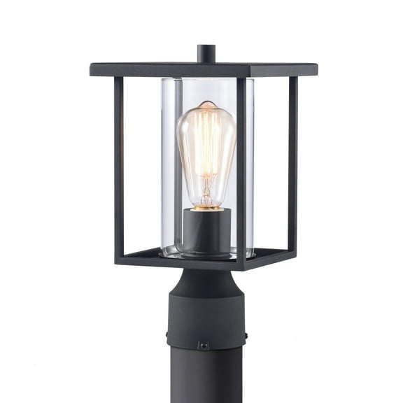 C Cattleya 1-Light Black Outdoor Post Light with Clear Glass Shade Waterproof Lantern Lighting Fixtures(E26)