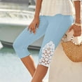 thumbnail image 3 of Olyvenn Womens Knee Length Capri Leggings Floral Lace High Waist Leggings Skinny Cropped Workout Yoga Pants Sport Casual Pants Light Blue XXL, 3 of 6