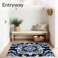 thumbnail image 3 of ODIKA 3'x5' Machine Washable Non-Slip Area Rug, Botanical Watercolor Damask High Traffic Rug, Blue, 473628, 3 of 7