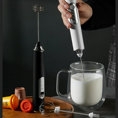

YUSWKO Wood Grain Handheld Milk Frother Wand for Coffee Rechargeable Electric Whisk with 3 Heads 3 Speeds Drink Mixer Coffee Frother For Latte Cappuccino Hot Chocolate Egg